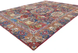 Vintage Multicolored Traditional 10X13 Kashmar Persian Rug