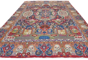 Vintage Multicolored Traditional 10X13 Kashmar Persian Rug