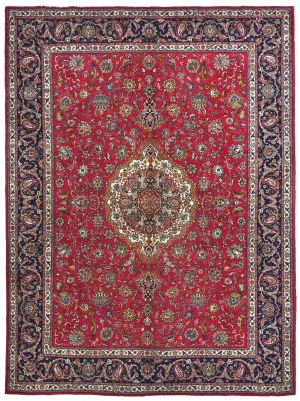 Vintage Red Floral Traditional 10X13 Tabriz Persian Rug