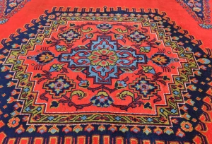 Vintage Scarlet Red Tribal Geometric 7X10 Viss Persian Rug