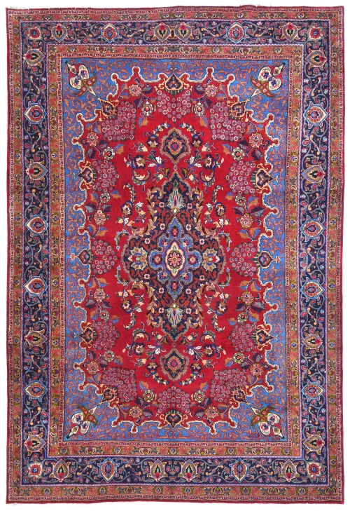Vintage Red Traditional 10X13 Sabzevar Persian Rug