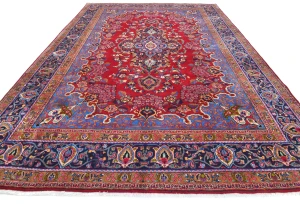 Vintage Red Traditional 10X13 Sabzevar Persian Rug