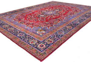 Vintage Red Traditional 10X13 Sabzevar Persian Rug