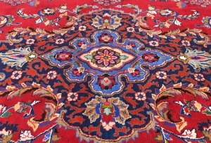 Vintage Red Traditional 10X13 Sabzevar Persian Rug