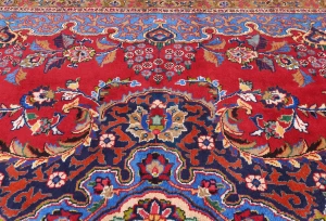 Vintage Red Traditional 10X13 Sabzevar Persian Rug