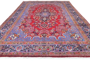 Vintage Red Traditional 10X13 Sabzevar Persian Rug