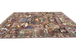 Vintage Mauve Pictorial 10X13 Kashmar Persian Rug
