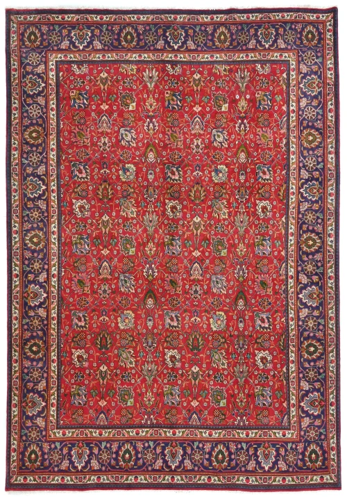 Vintage Red FloralTraditional 9x12 Tabriz Persian Rug