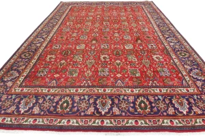 Vintage Red FloralTraditional 9x12 Tabriz Persian Rug