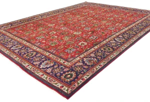 Vintage Red FloralTraditional 9x12 Tabriz Persian Rug