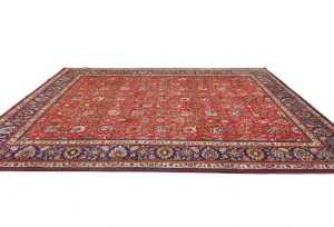 Vintage Red FloralTraditional 9x12 Tabriz Persian Rug