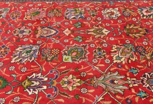 Vintage Red FloralTraditional 9x12 Tabriz Persian Rug