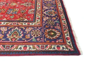 Vintage Red FloralTraditional 9x12 Tabriz Persian Rug