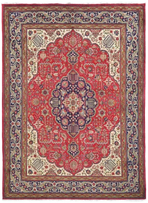 Vintage Red Floral Traditional 10X13 Tabriz Persian Rug
