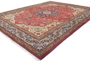 Vintage Red Floral Traditional 10X13 Tabriz Persian Rug
