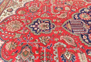 Vintage Red Floral Traditional 10X13 Tabriz Persian Rug
