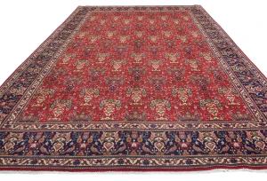 Vintage Red Pictorial Traditional 10X13 Tabriz Persian Rug