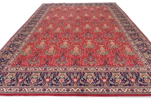 Vintage Red Pictorial Traditional 10X13 Tabriz Persian Rug