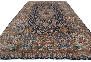 Vintage Purple-navy Traditional 10X13 Kashmar Persian Rug