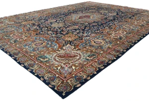 Vintage Purple-navy Traditional 10X13 Kashmar Persian Rug