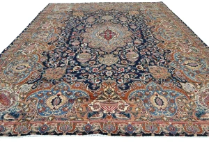 Vintage Purple-navy Traditional 10X13 Kashmar Persian Rug
