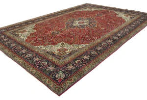 Vintage Red Floral Traditional 8'0X11'5 Tabriz Persian Rug