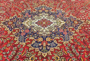 Vintage Red Floral Traditional 8'0X11'5 Tabriz Persian Rug