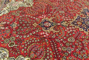 Vintage Red Floral Traditional 8'0X11'5 Tabriz Persian Rug