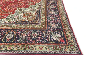 Vintage Red Floral Traditional 8'0X11'5 Tabriz Persian Rug