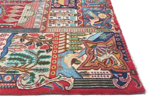 Semi Antique Multicolored Pictorial 9'5X12'6 Kashmar Persian Rug