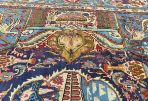 Vintage Multicolored Pictorial 10X13 Kashmar Persian Rug