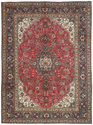 Vintage Red Floral Traditional 7X10 Tabriz Persian Rug