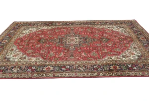 Vintage Red Floral Traditional 7X10 Tabriz Persian Rug