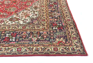 Vintage Red Floral Traditional 7X10 Tabriz Persian Rug