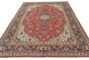 Vintage Red Floral Traditional 7X10 Tabriz Persian Rug