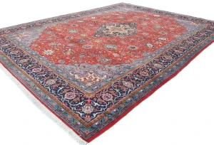 Vintage Red Floral 10X13 Sarough Persian Rug