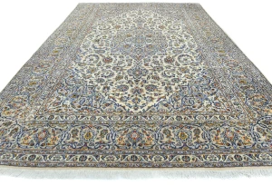 Vintage Cream Floral Traditional 10X13 Kashan Persian Rug