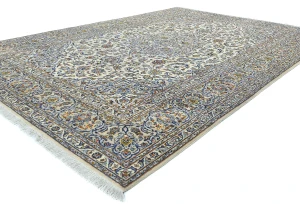 Vintage Cream Floral Traditional 10X13 Kashan Persian Rug