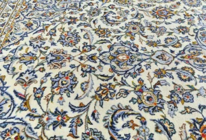 Vintage Cream Floral Traditional 10X13 Kashan Persian Rug