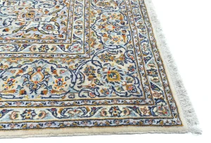 Vintage Cream Floral Traditional 10X13 Kashan Persian Rug