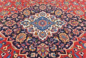 Vintage Red Floral Traditional 10X13 Kashan Persian Rug