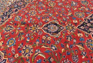 Vintage Red Floral Traditional 10X13 Kashan Persian Rug