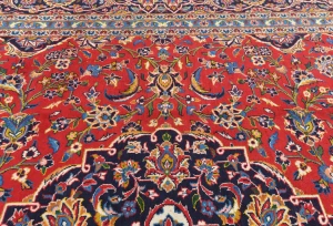 Vintage Red Floral Traditional 10X13 Kashan Persian Rug