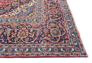Vintage Red Floral Traditional 10X13 Kashan Persian Rug