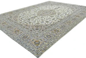 Vintage Cream Floral Traditional 10X13 Kashan Persian Rug