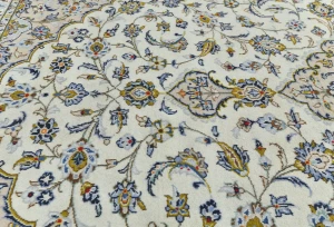 Vintage Cream Floral Traditional 10X13 Kashan Persian Rug