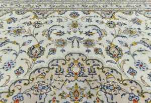 Vintage Cream Floral Traditional 10X13 Kashan Persian Rug