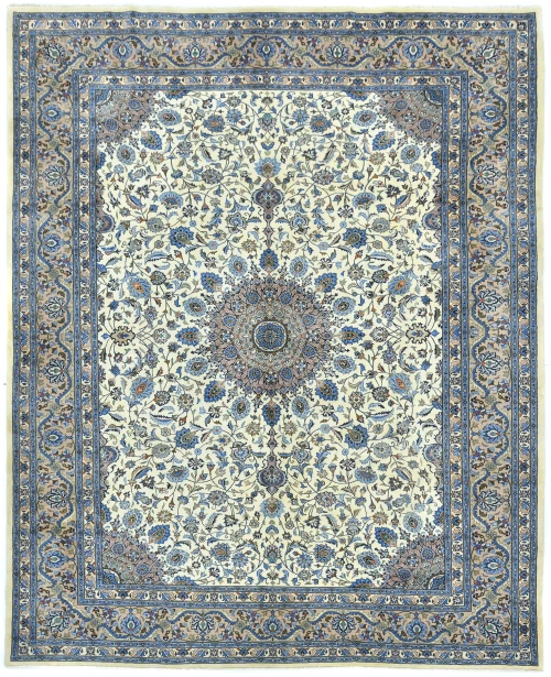 Vintage Cream Traditional 10X13 Kashmar Persian Rug