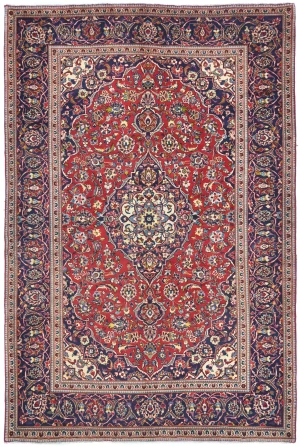 Vintage Red Traditional Floral 7X10 Kashan Persian Rug