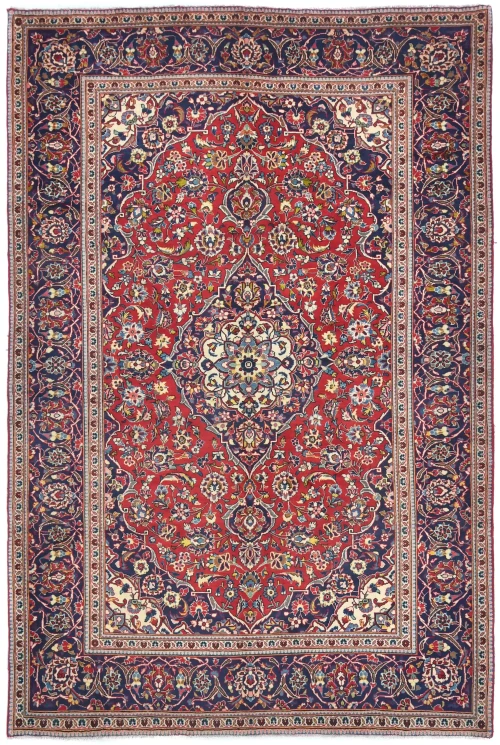 Vintage Red Traditional Floral 7x10 Kashan Persian Rug